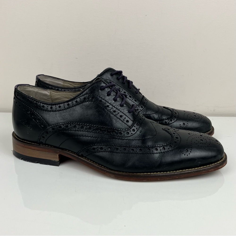 Clarks Men’s Size 8.0 M TOR England Black Leather Wingtip Oxford Shoes